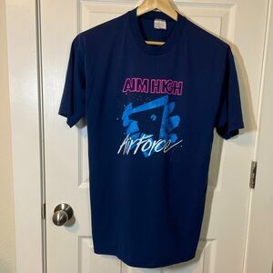 VTG Teerific navy blue Air Force ‘Aim High’ graphic single stitch tee sz XL